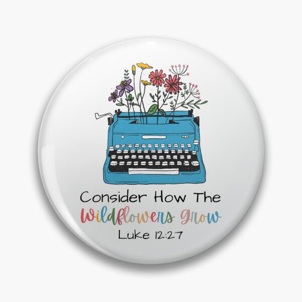 Item preview, Consider How The Wildflowers Grow, Luke 12:27 Bible Quote, Rainbow Floral Typewriter design designed and sold by ThunderAndGrace.