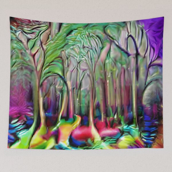Item preview, psychedelic forest colorful trippy original art surreal designed and sold by Surrealarts727.