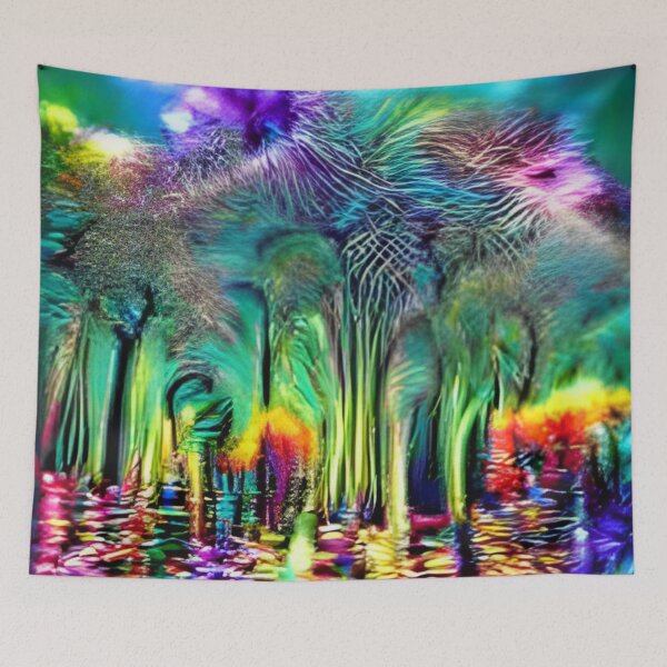Item preview, psychedelic forest colorful trippy original art surreal designed and sold by Surrealarts727.