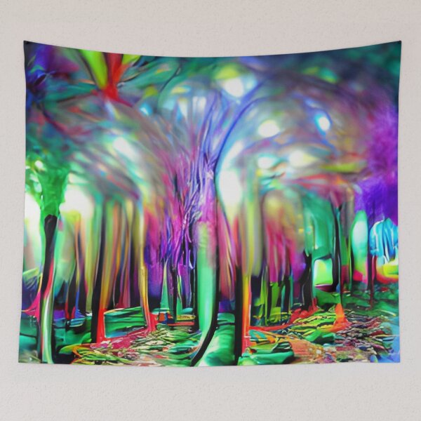 Item preview, psychedelic forest colorful trippy original art surreal designed and sold by Surrealarts727.