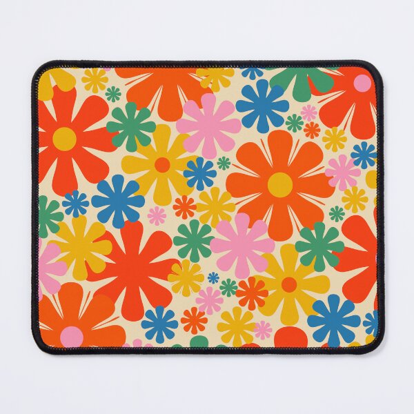 Item preview, Retro 60s 70s Aesthetic Floral Pattern in Rainbow Pop Colours designed and sold by kierkegaard.
