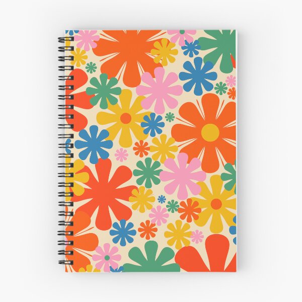 Item preview, Retro 60s 70s Aesthetic Floral Pattern in Rainbow Pop Colours designed and sold by kierkegaard.