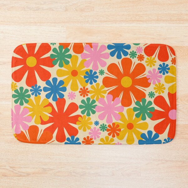Item preview, Retro 60s 70s Aesthetic Floral Pattern in Rainbow Pop Colours designed and sold by kierkegaard.