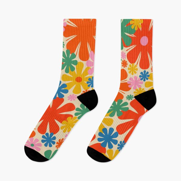 Item preview, Retro 60s 70s Aesthetic Floral Pattern in Rainbow Pop Colours designed and sold by kierkegaard.