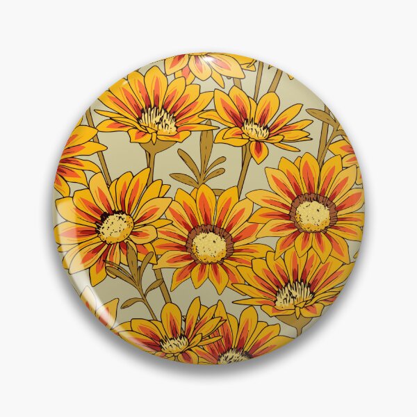 Item preview, Pattern with yellow and red gazania flower. Botanical gaillardia flower illustration designed and sold by hmorena.