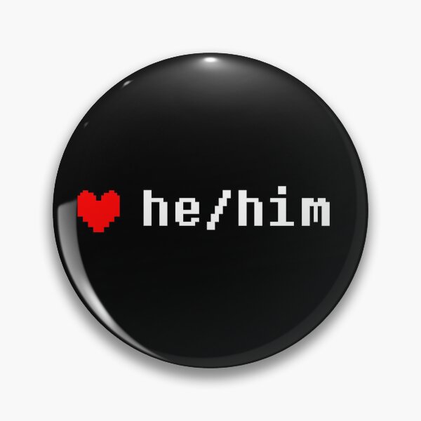 Item preview, undertale he/him pronoun pin designed and sold by j-vb.