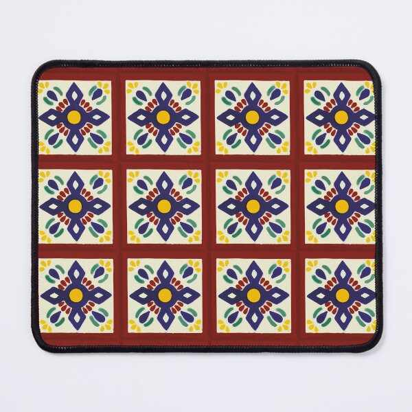 Item preview, Blue cross geometric flower classic mexican talavera tile modern home decor designed and sold by T-Mex.