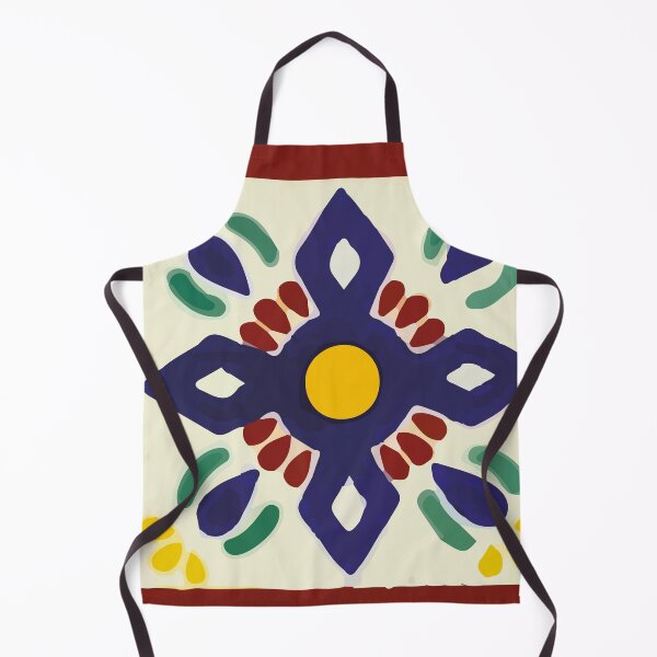 Item preview, Blue cross geometric flower classic mexican talavera tile modern home decor designed and sold by T-Mex.