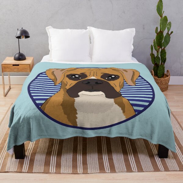 Item preview, Boxer dog w/ Blue stripped circle designed and sold by AdoptNFTPets.