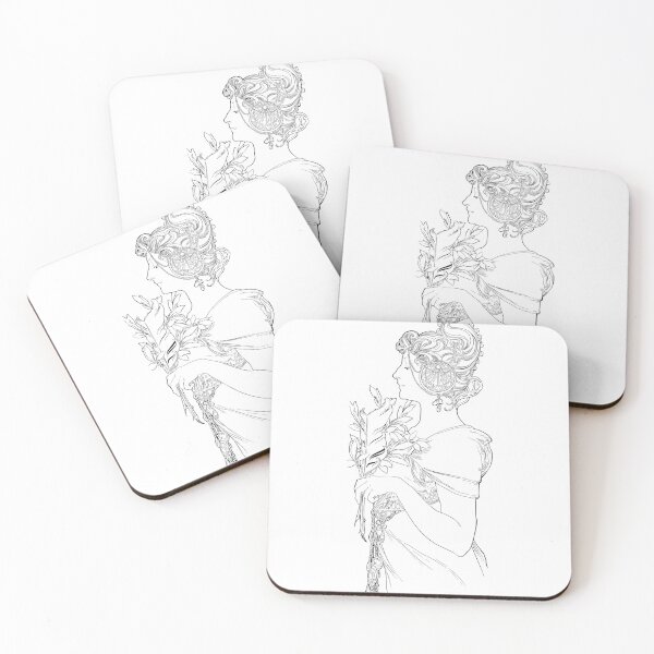 Item preview, Alphonse Mucha Line Art Coloring Page designed and sold by AlienPharaoh.
