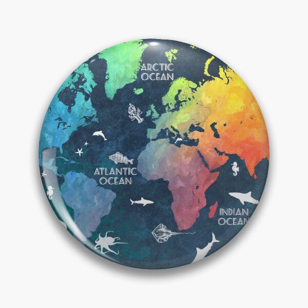 Item preview, Oceans Life World Map colored designed and sold by JBJart.