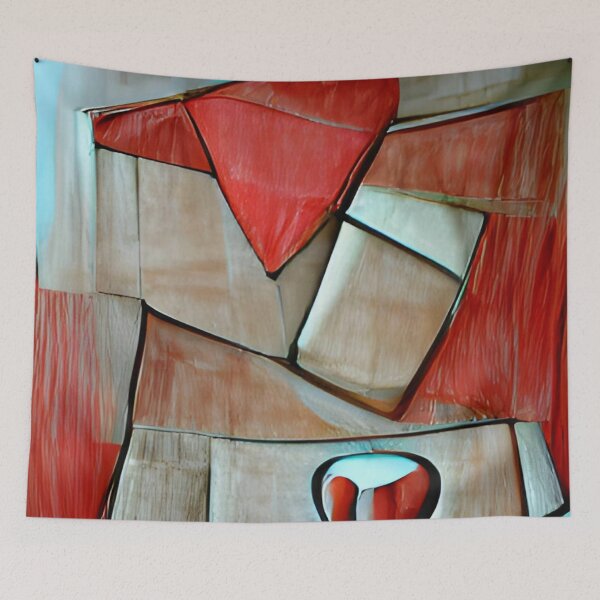 Aperçu de l'œuvre bright cubism geometric abstract red blue original art créée et vendue par Surrealarts727.