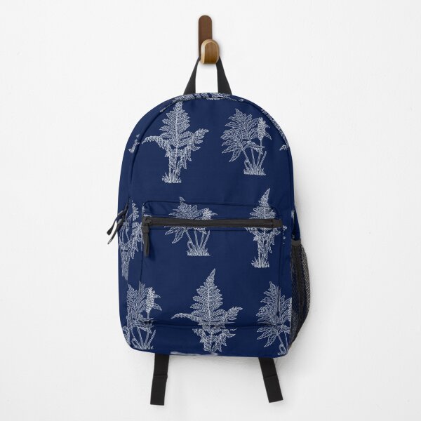 Item preview, Ice Gray Ferns On Cetacean Blue Background designed and sold by burbankdesigns.