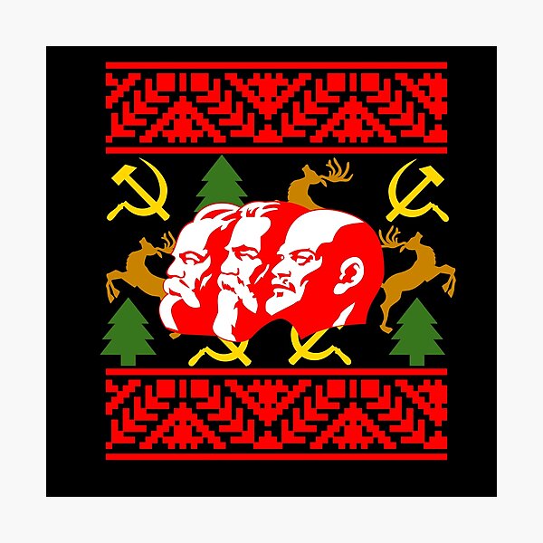 Item preview, A Communist Ugly Christmas Sweater Featering Marx, Lenin, and Engels Funny Christmas designed and sold by SomeDesignThing.