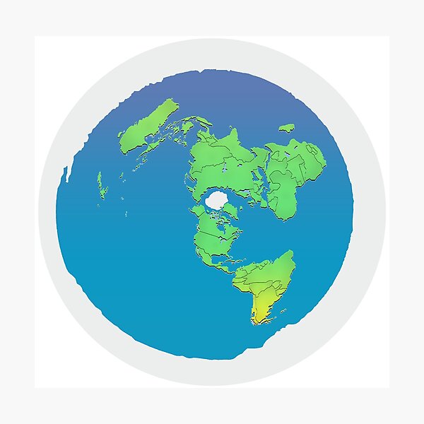 Flat Earth Map High Resolution Flat Earth Map Azimuthal Equidistant Projection High Resolution"  Photographic Print By Flatearth1111 | Redbubble