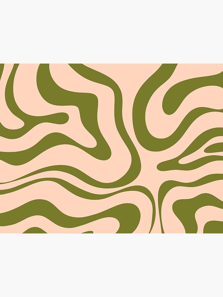 Modern Liquid Swirl Abstract Pattern in Olive Green and Pale Blush by kierkegaard