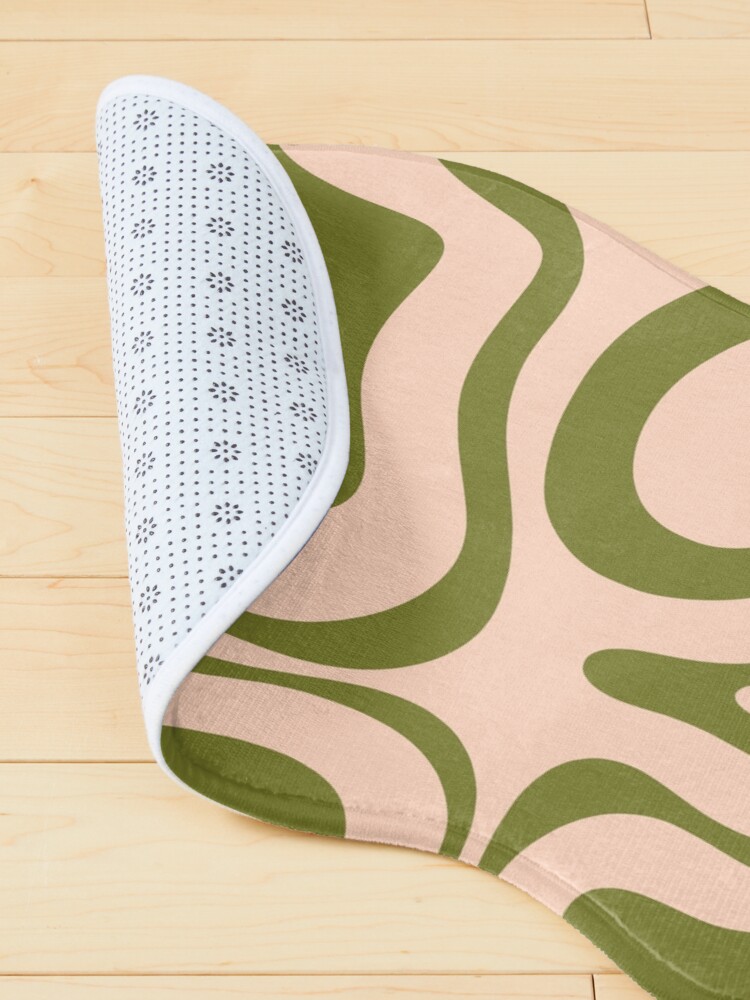 Alternate view of Modern Liquid Swirl Abstract Pattern in Olive Green and Pale Blush Pet Mat