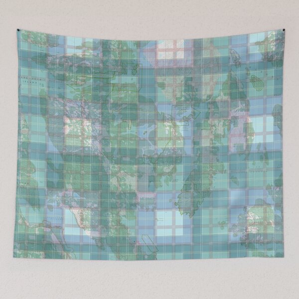 Item preview, Quadra Island Plaid Topographic Map designed and sold by RoboDynamite.