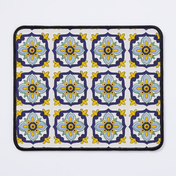 Item preview, Light blue retro geometric flower decorative boho mosaic mexican folk art designed and sold by T-Mex.