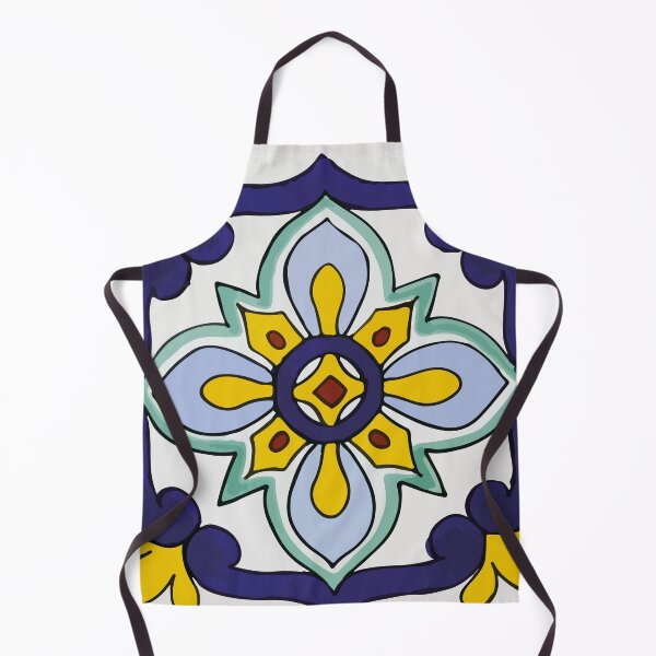 Item preview, Light blue retro geometric flower decorative boho mosaic mexican folk art designed and sold by T-Mex.