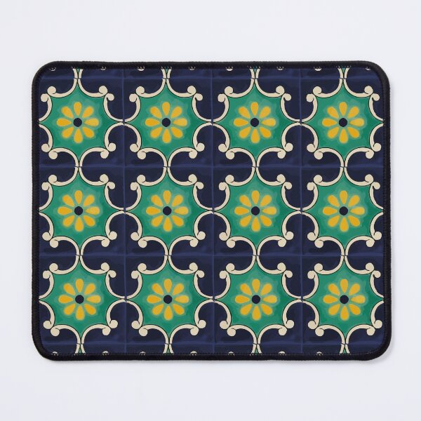 Item preview, Navy flower retro frame mexican talavera tile home decor designed and sold by T-Mex.