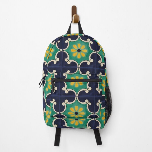 Item preview, Navy flower retro frame mexican talavera tile home decor designed and sold by T-Mex.