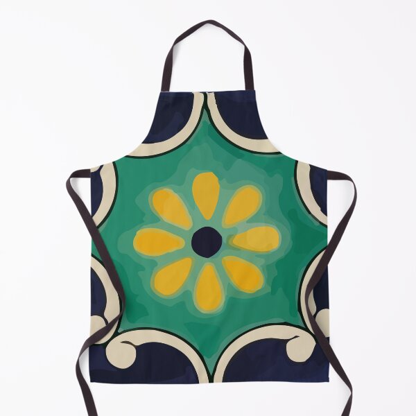 Item preview, Navy flower retro frame mexican talavera tile home decor designed and sold by T-Mex.