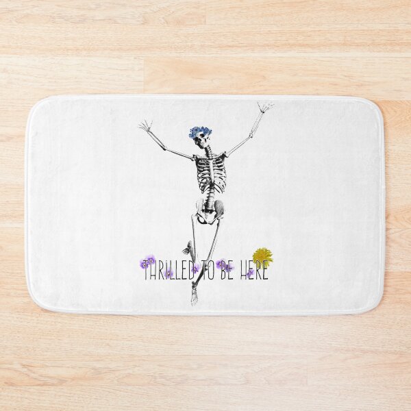 Item preview, Thrilled to be Here- Funny, skeleton, self, deprecating, dark, humor, flower, floral, edgy, punk, goth, emo, happy, sad, crown, hand, drawn, skull, spooky, halloween, dead, spoopy designed and sold by Bruh-llc.