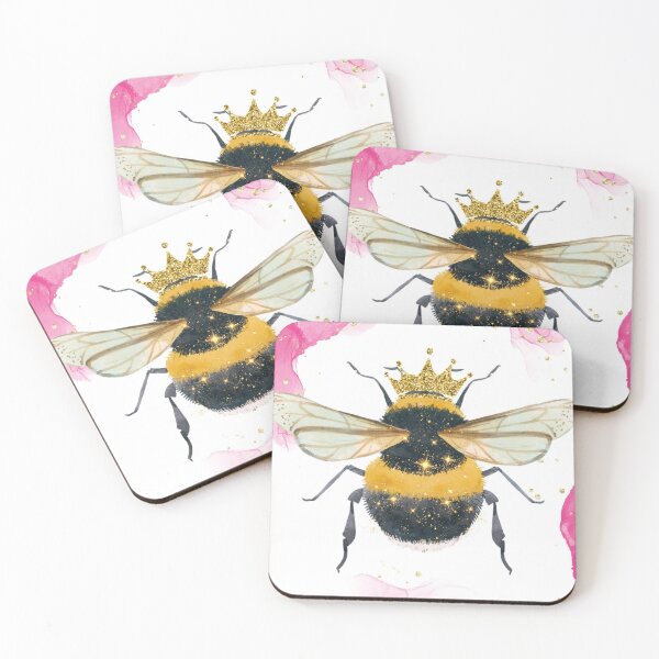 Item preview, Queen Bee Pink Watercolour | Gold Crown Glitter:  designed and sold by LifeAndWonder.