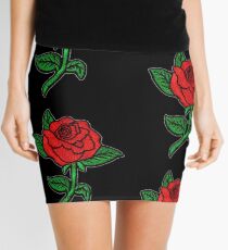 Rose Patch Black Mini Skirt
