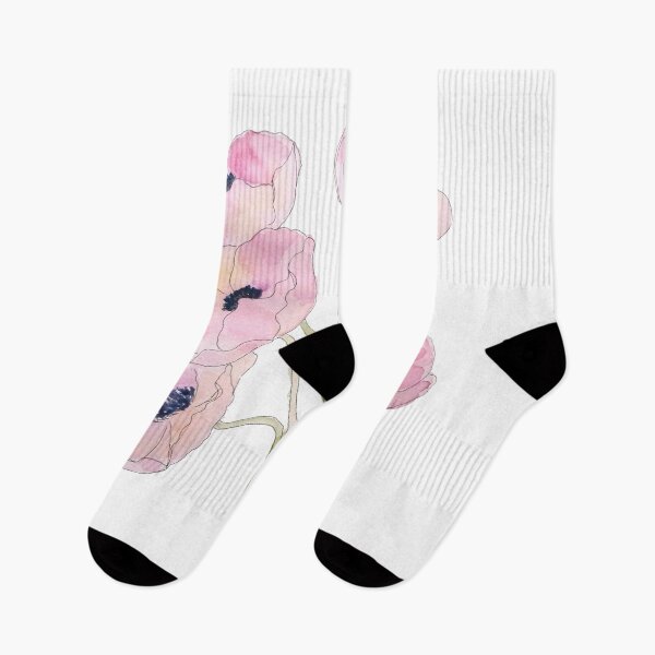 Item preview, hand painted pink anemone  flowers watercolor and ink  designed and sold by ColorandColor.
