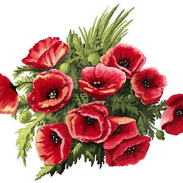 Artwork thumbnail, Red Poppy Flower Pattern by Digi Artworks Store