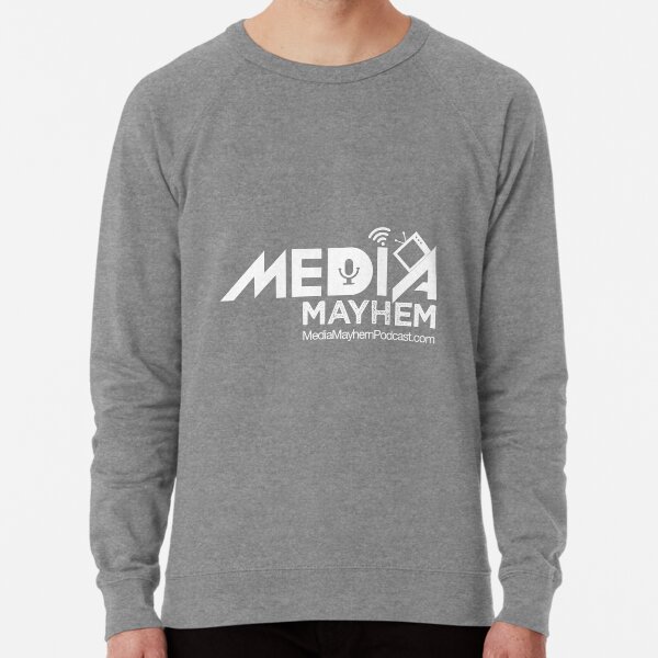 Media Mayhem Podcast Logo - White Lightweight Sweatshirt