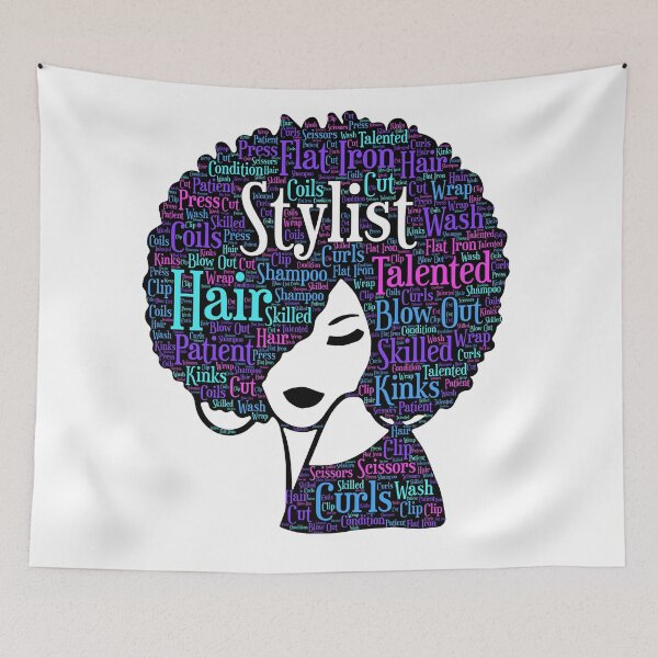 Item preview, African American Hair Stylist Words in Afro designed and sold by blackartmatters.