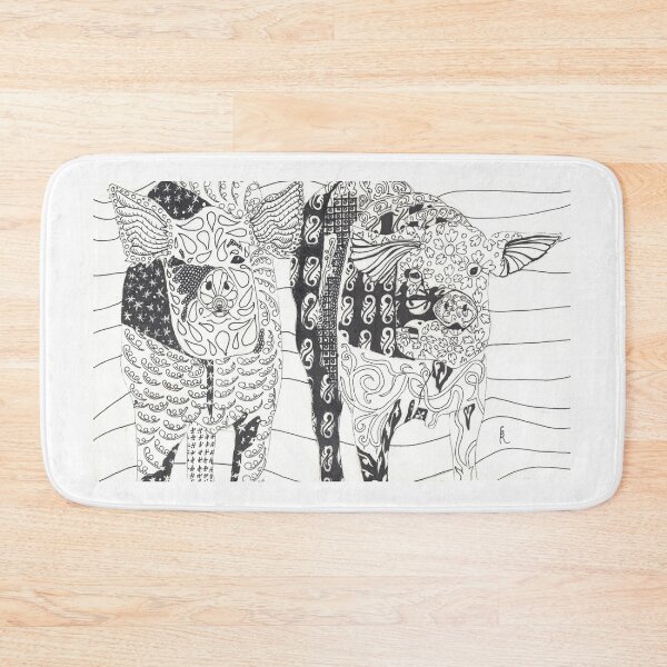 Item preview, Dos Pigs pen and ink doodle designed and sold by CrittersByLola.