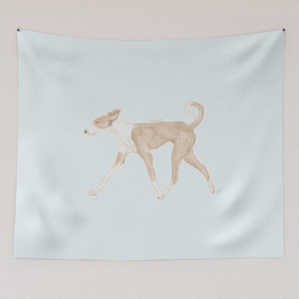 Item preview, Red and White Ibizan Hound Watercolor designed and sold by YitingZarts.