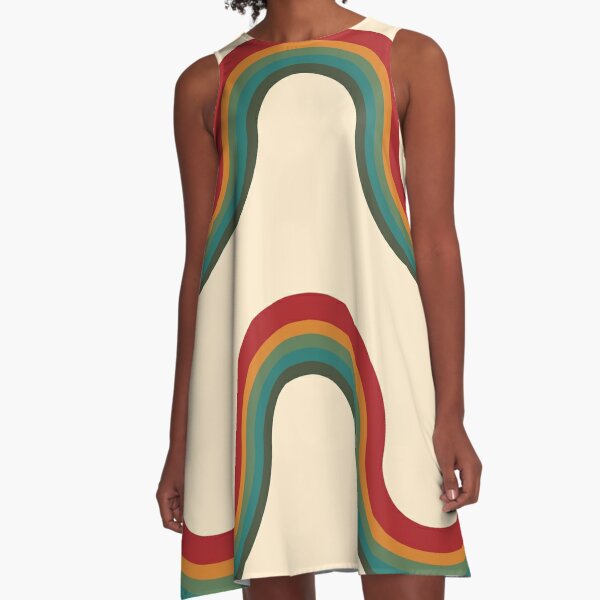 70s Retro Style Stripes A-Line Dress