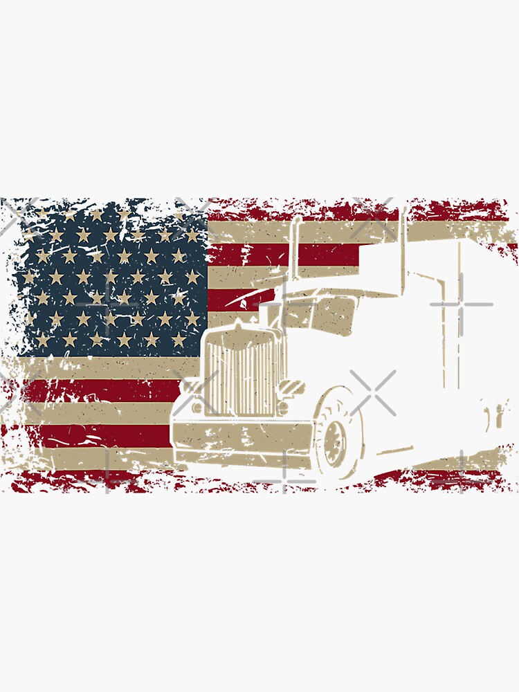 Truck Driver American USA Flag Patriotic Trucker' Sticker