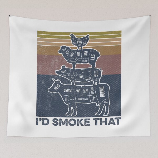 Item preview, I'd Smoke That Beef Pork Chicken Butcher Cut Funny Grilling designed and sold by xmjajd.