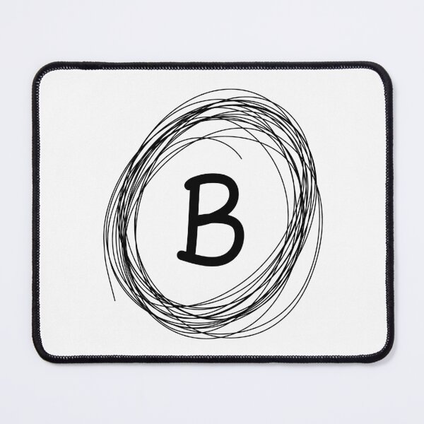Item preview, B monogram squiggle circle border designed and sold by Words-Artist.