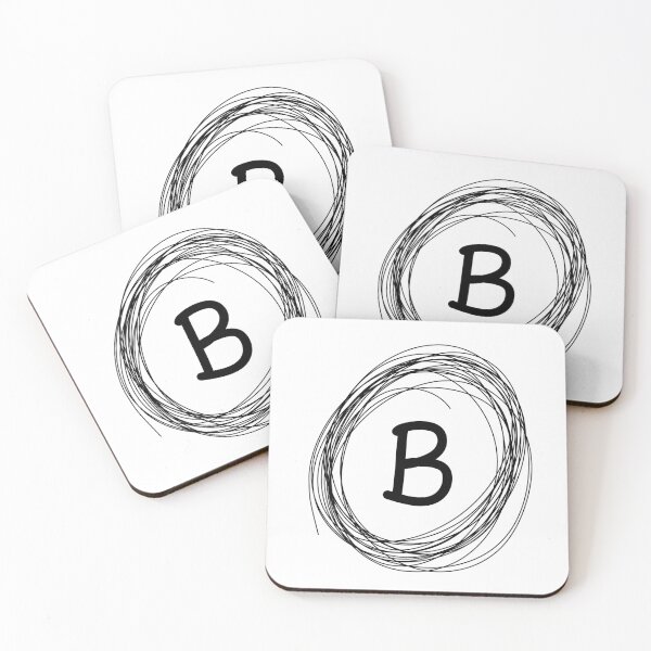Item preview, B monogram squiggle circle border designed and sold by Words-Artist.