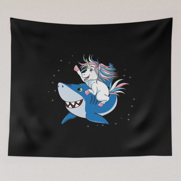Item preview, unicorn riding shark designed and sold by Artsy Aura ⭐⭐⭐⭐⭐  .