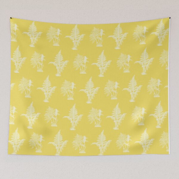 Aperçu de l'œuvre Fougères Blanches Sur Bloc-notes Fond Jaune créée et vendue par burbankdesigns.