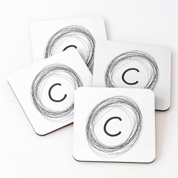 Item preview, C circle squiggle border monogram  designed and sold by Words-Artist.