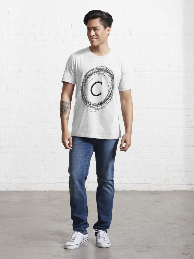 C circle squiggle border monogram | Essential T-Shirt