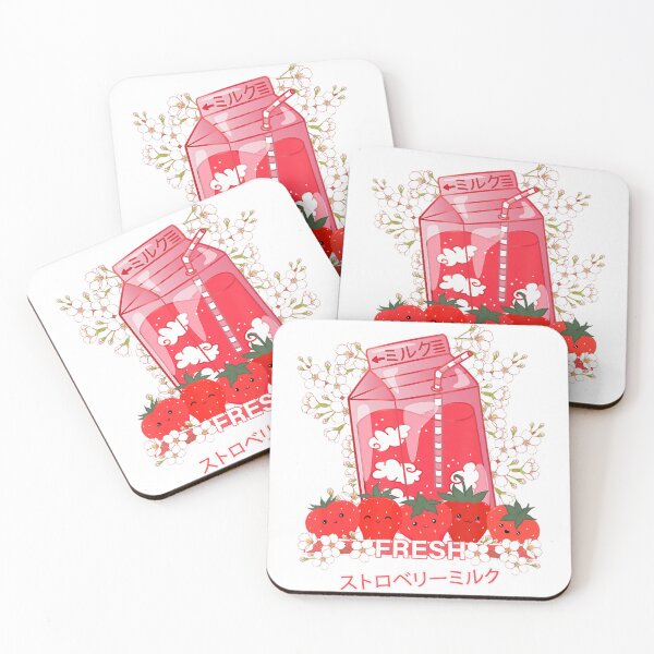 Item preview, Kawaii Manga Anime Strawberry Flowers -Cute Strawberry Milk designed and sold by wickeddecent.