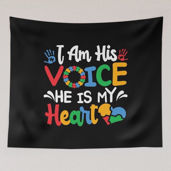 Item preview, I Am His Voice He Is My Heart Autism Mom Mama Autistic Autism Awareness Month designed and sold by HaaChris-Artis.