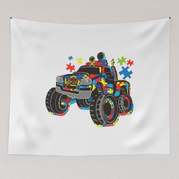 Item preview, Monster Truck With Autism Puzzle Background Love Acceptance designed and sold by HaaChris-Artis.