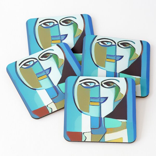 Item preview, Modern Art Face Contemporary Blue Abstract designed and sold by CattlettArt.