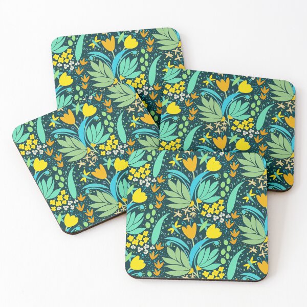Item preview, Happy Summer Flowers - Turquoise designed and sold by MojDesign.